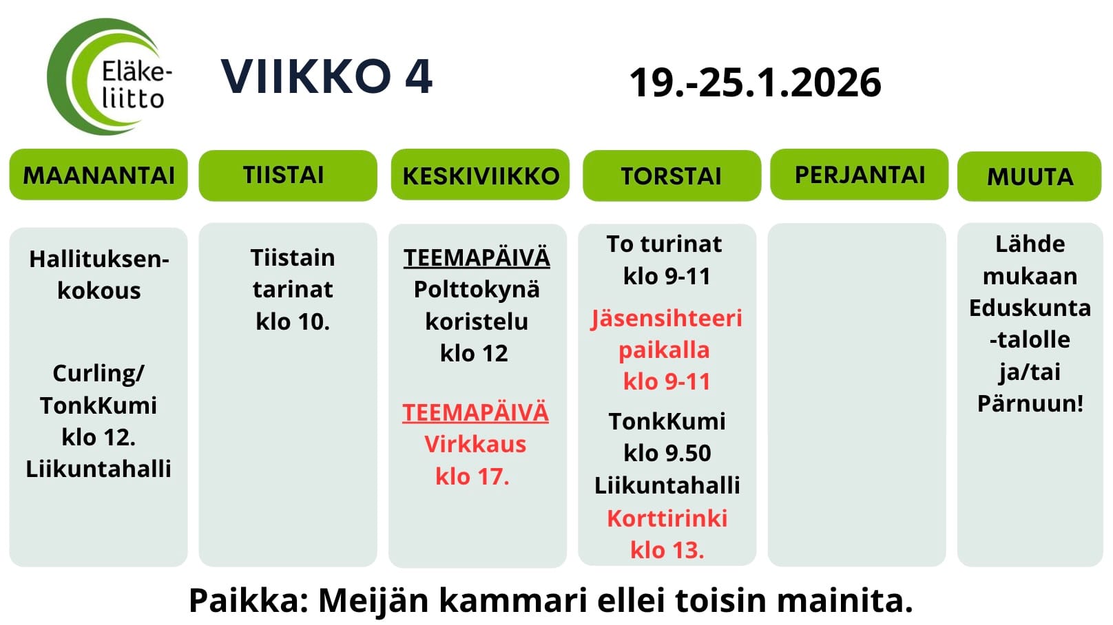 Viikon 4 ohjelma